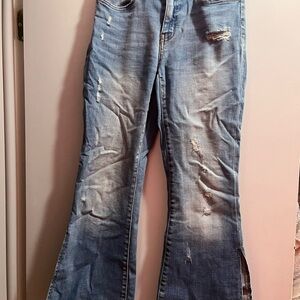 Flying Monkey Distressed Flare Jeans - Blue